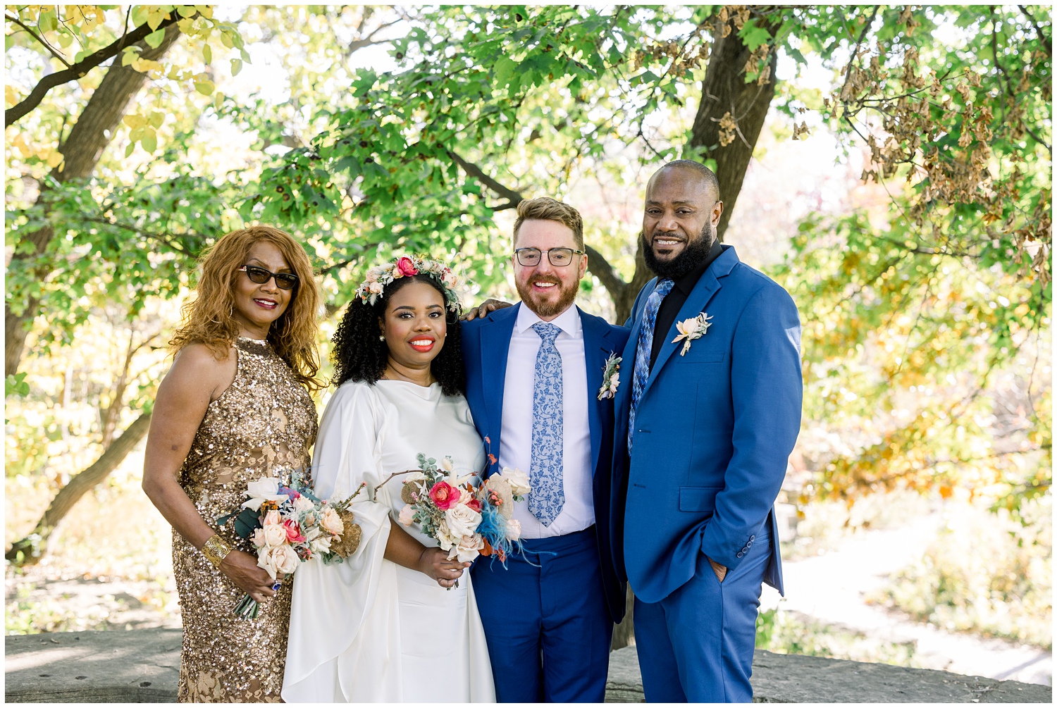 Wedding family photos at Alfred Caldwell Lily Pool