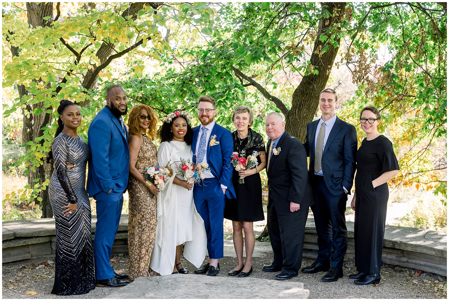Wedding family photos at Alfred Caldwell Lily Pool