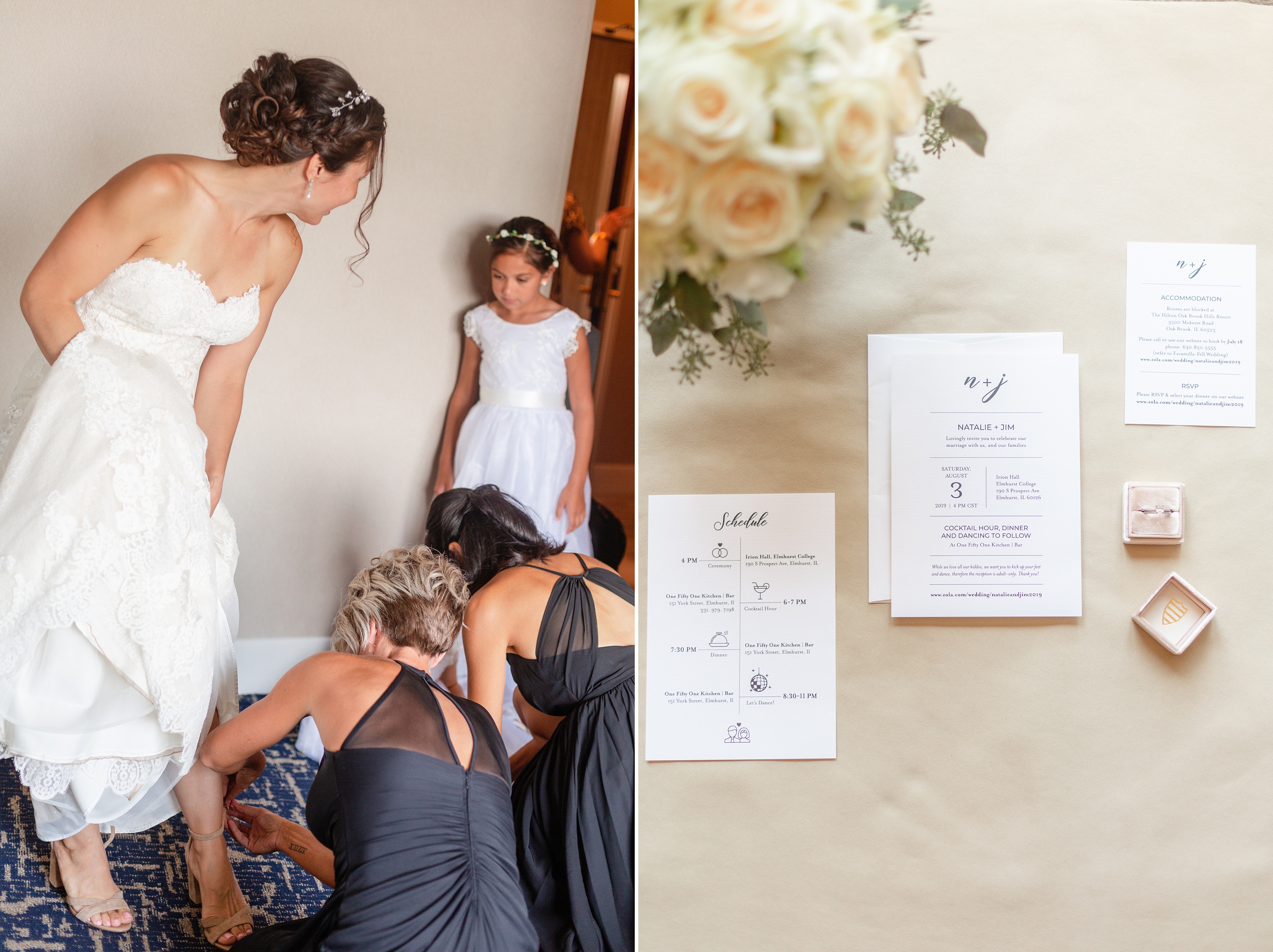 Bride shoes and invitations