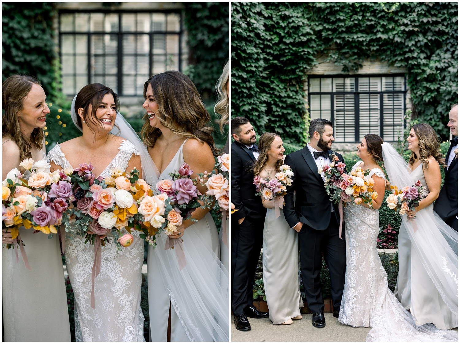 Wedding photos with Ivy wall
