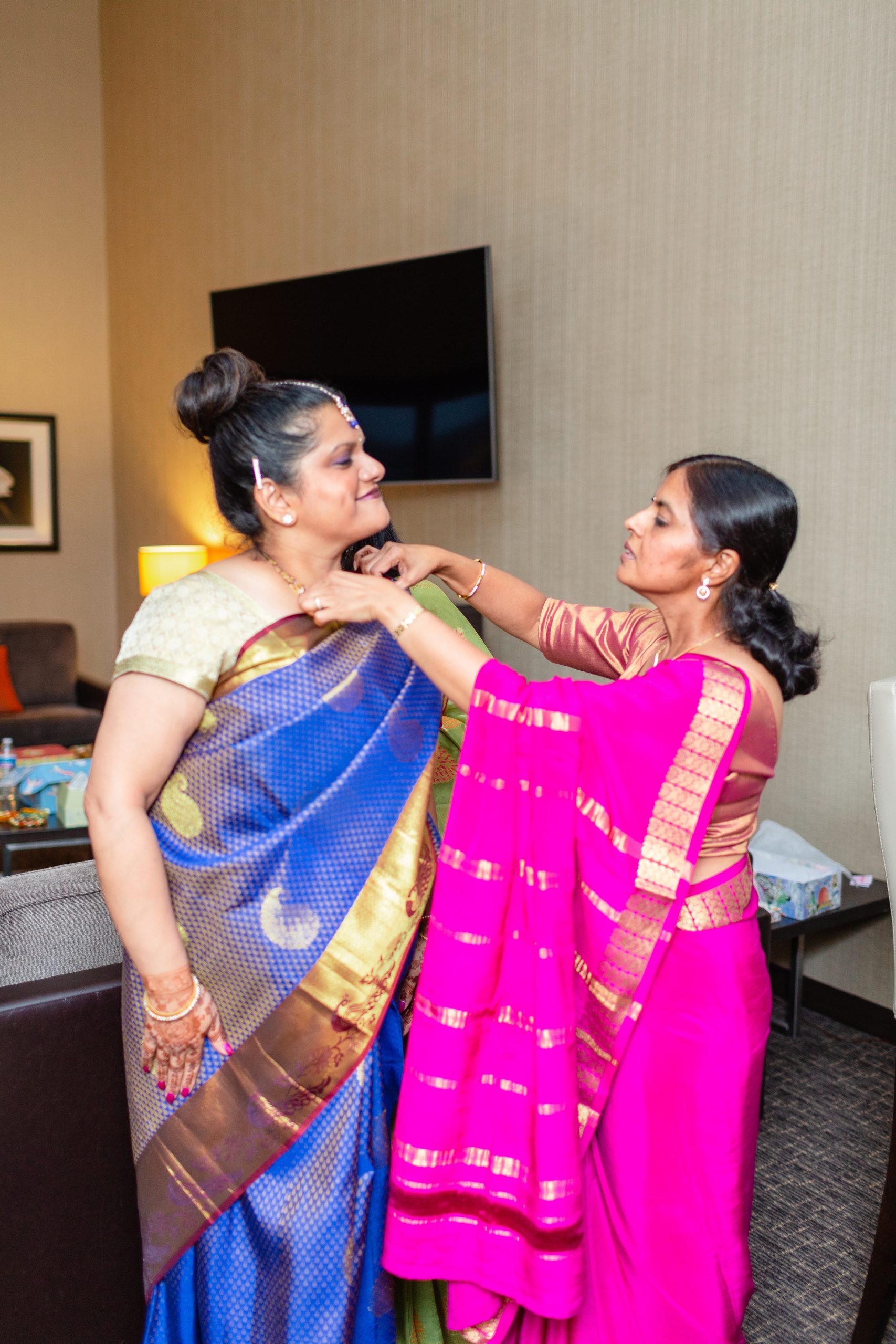 Putting on the Saree
