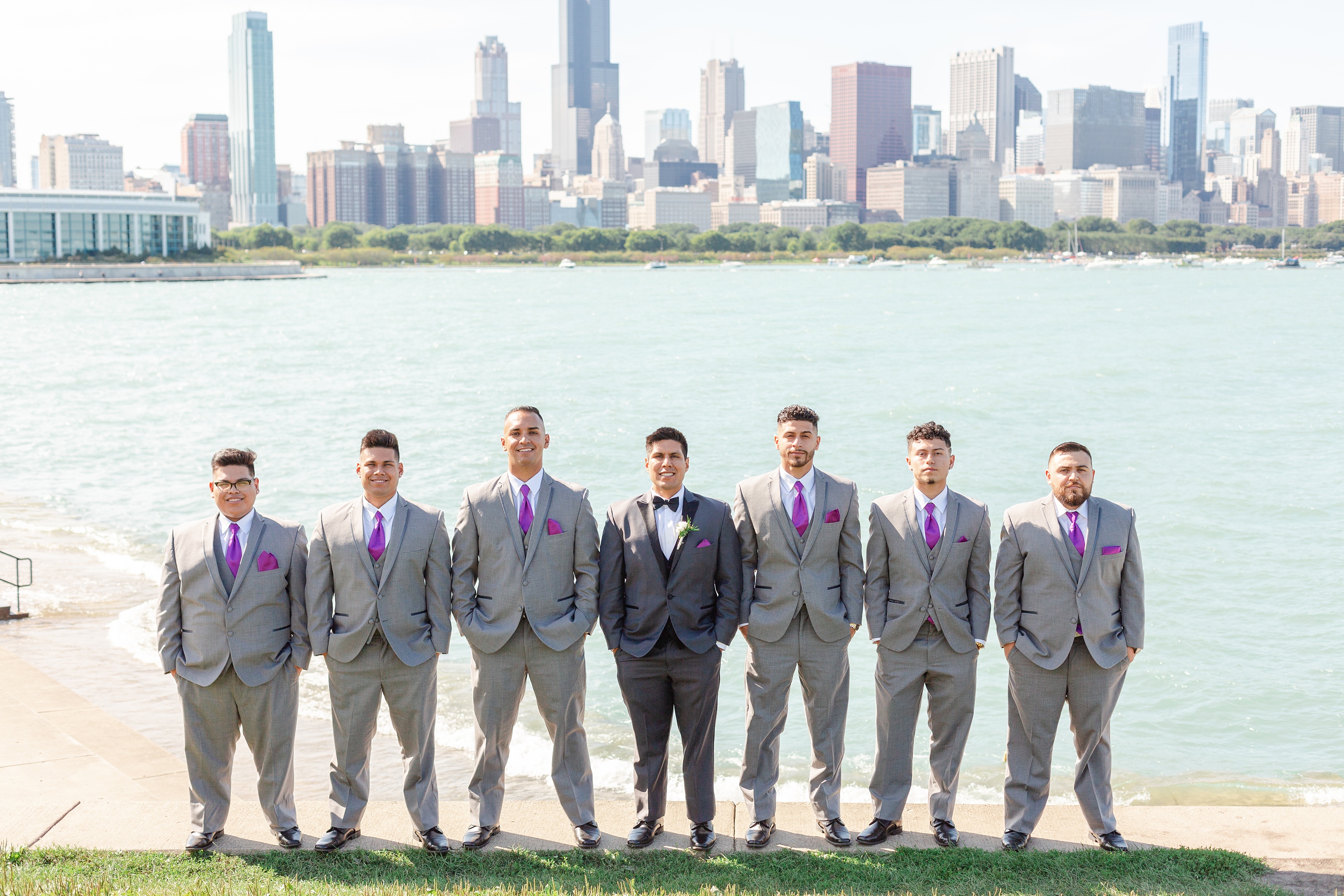 Museum Campus Wedding Photos_0021.jpg Groomsmen Chicago Skyline