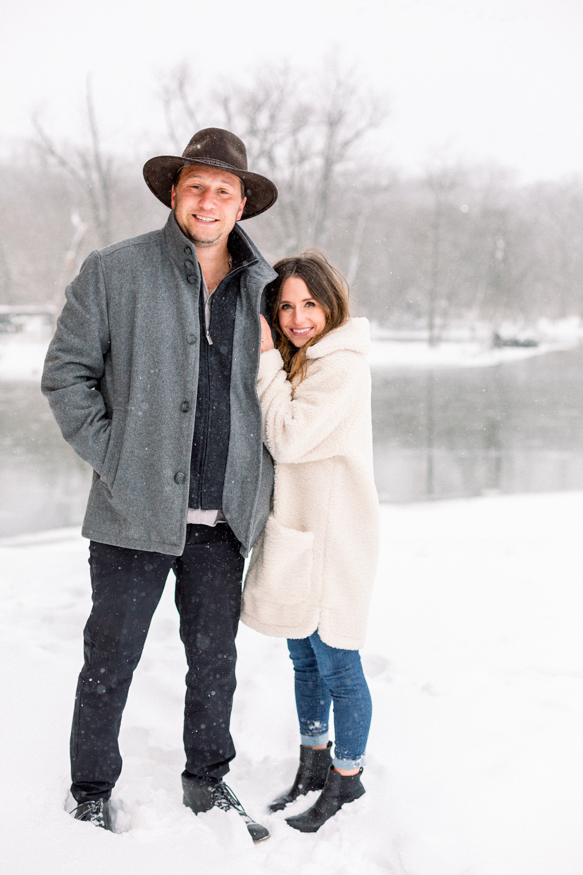 Snowy Downtown Dundee Engagement Photos