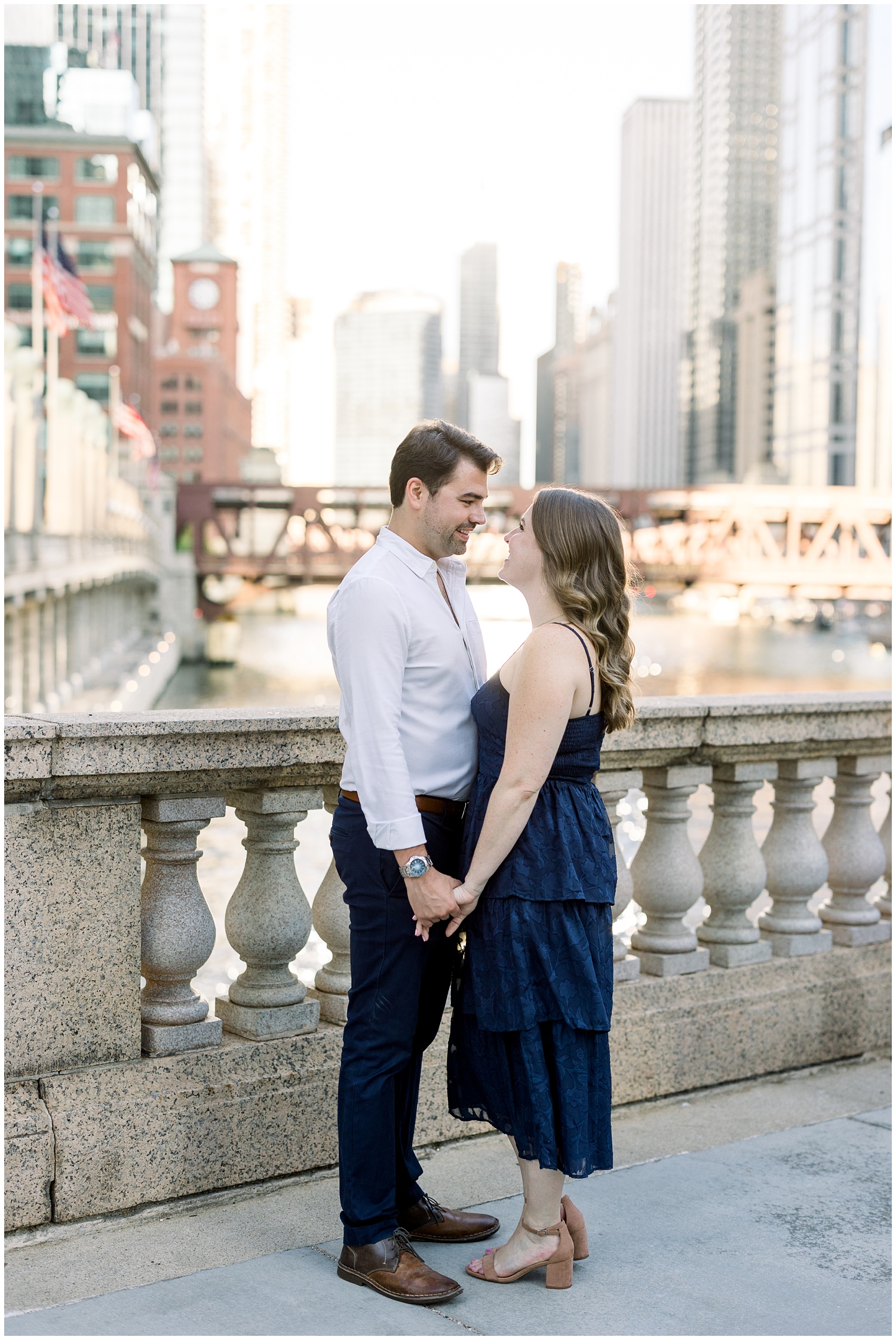 Summer Chicago Riverfront Engagement Photos